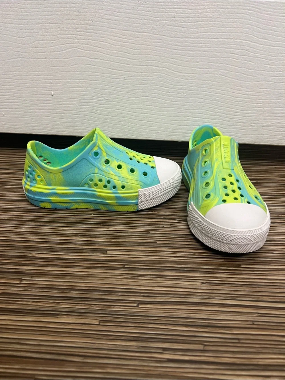 Kids Slip-On Water Shoes in Blue & Lime by Native-style